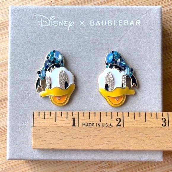 Brand New Disney x BaubleBar Donald Duck Sparkly Blue Hat Post Earrings - Picture 13 of 16
